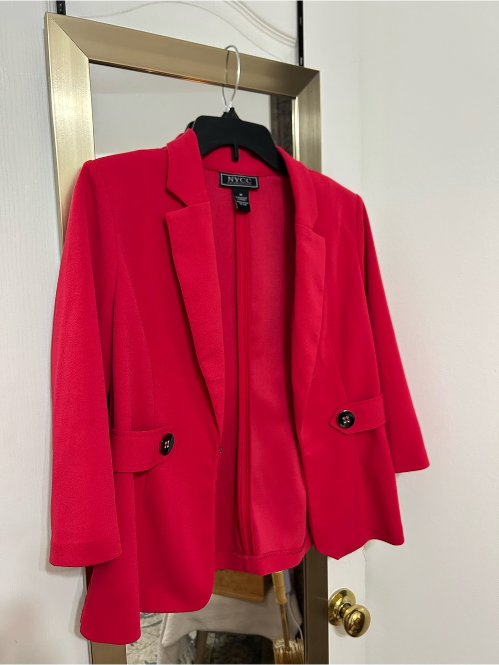 NYCC - Women's Hot Pink Tailored Blazer with Button Detailing, Size Medium